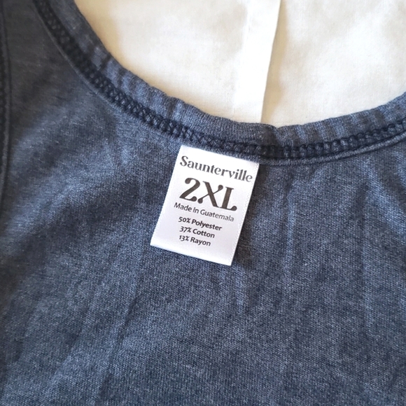 🌷SAUNTERVILLE - Heather Navy Arrow Heart Racetrack Tank - 2XL - Picture 5 of 6